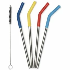 Klean Kanteen 4 Pak Rietjes - 8mm - Multi Color / Brushed Stainless