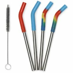 Klean Kanteen Rietje 8mm Kort 4-Pack - Multi Color/Brushed Stainless