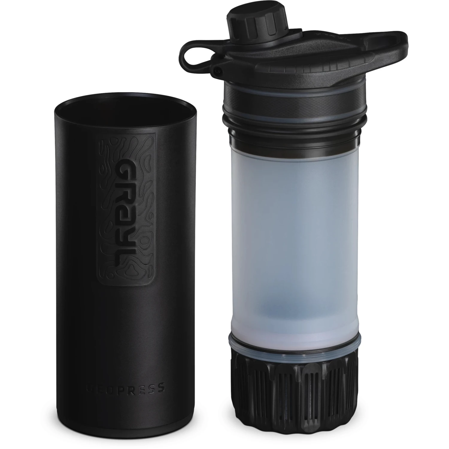 Grayl GeoPress Drinkfles met Waterfilter - 710ml - Covert Black Grayl GeoPress Drinkfles Met Waterfilter - 710ml - Covert Black -Msr Gear Shop grayl geopress purifier covert black 6 999853