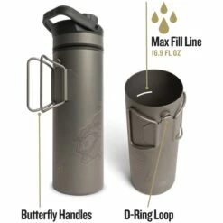 Grayl UltraPress Purifier Titanium Fles Met Waterfilter - 500ml - Covert Black -Msr Gear Shop grayl ultrapress purifier titanium bottle with water filter 500ml 4 1494955 2