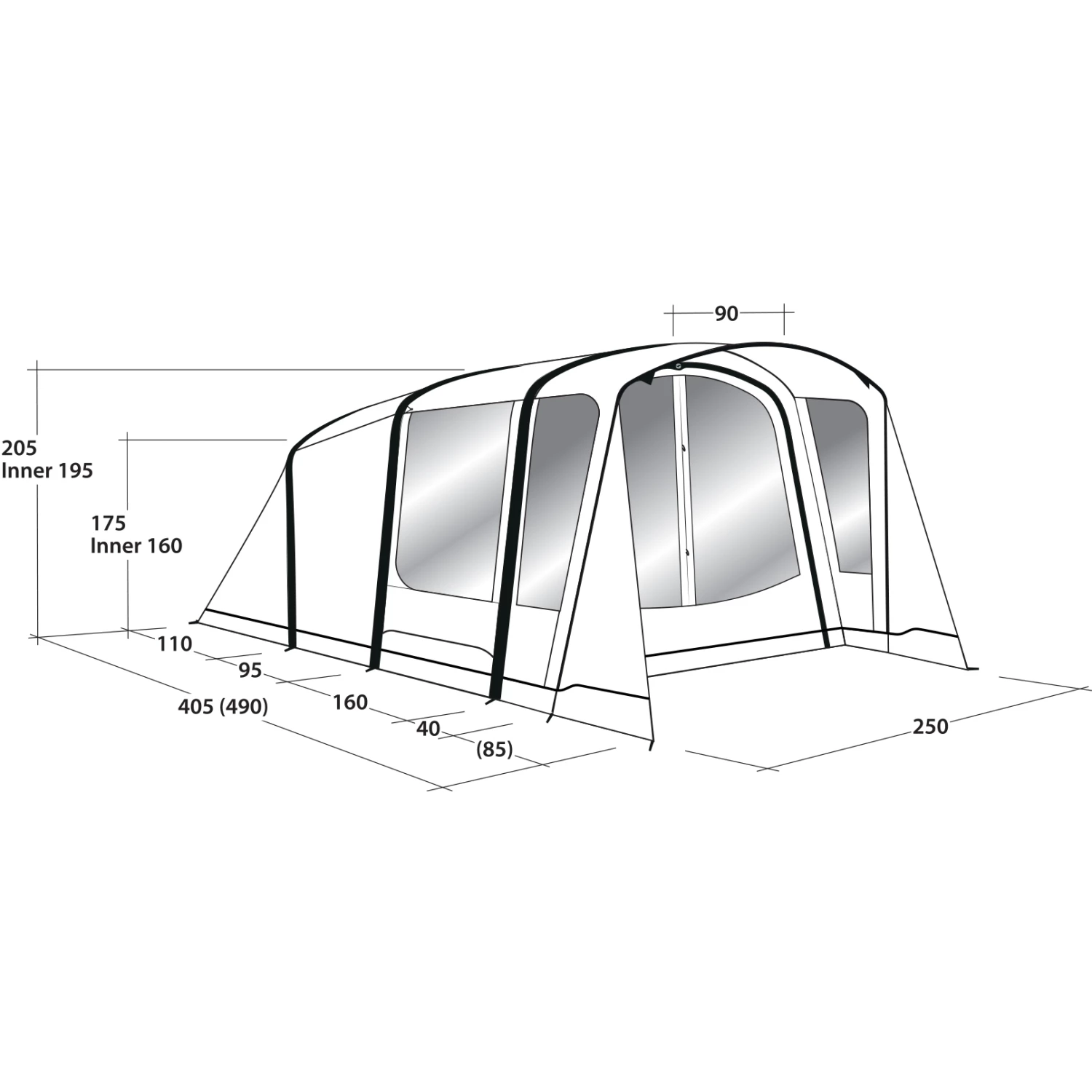 Outwell Elmdale 3PA Tent - Groen 4 Outwell Elmdale 3PA Tent - Groen - Afbeelding 4