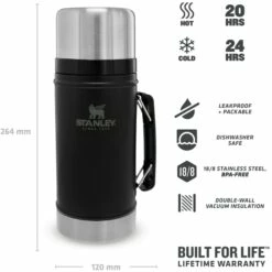 Stanley Classic Legendary Geïsoleerde Voedselcontainer - 940 Ml - Matte Black -Msr Gear Shop stanley classic legendary food jar 940ml black pebble 1 1497077